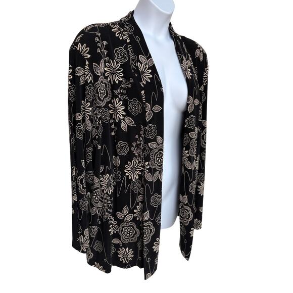 Vikki Vi Woman Open Front Black Cardigan - Jacket with Floral Print size 3X - Picture 5 of 10
